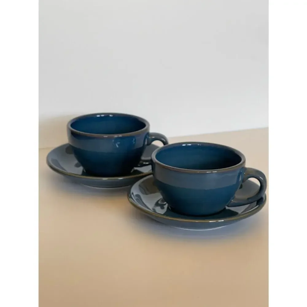 4 PCS Le Tauci Cups & Saucers- Blue